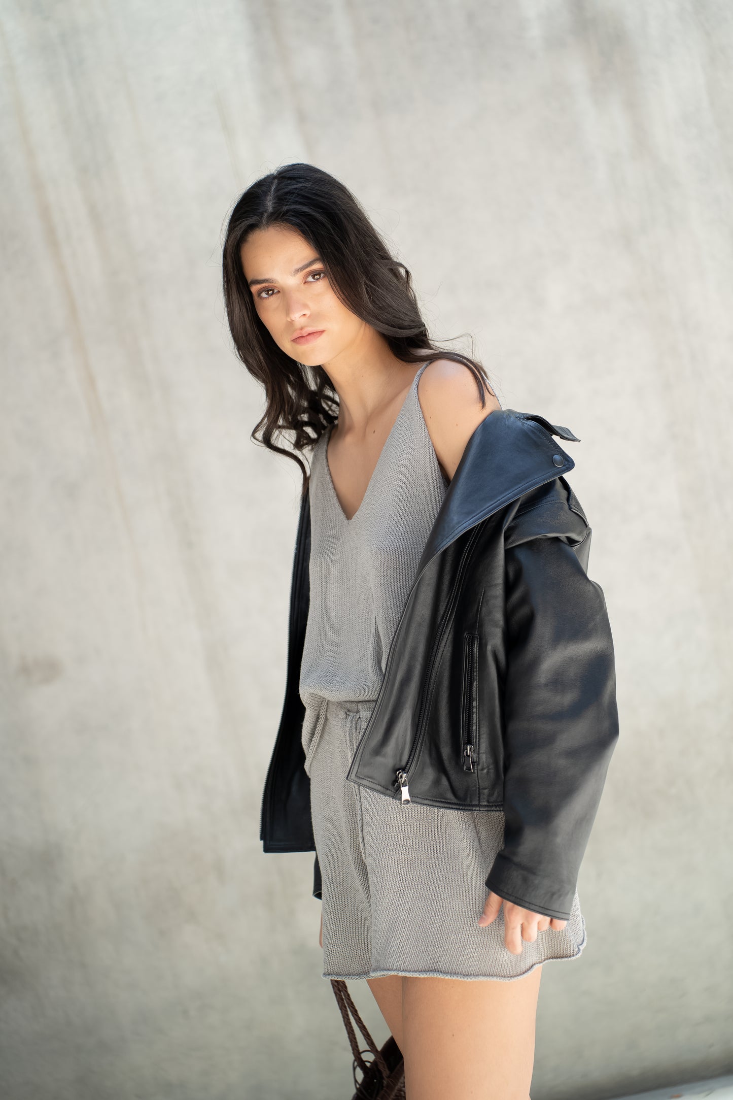 Biker de cuero Fénix negra