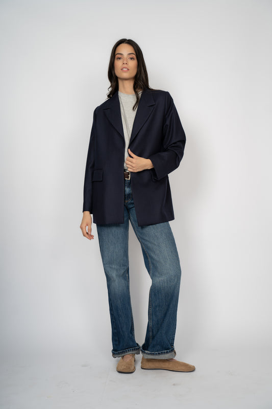 Blazer Aqua Lana Azul Marino