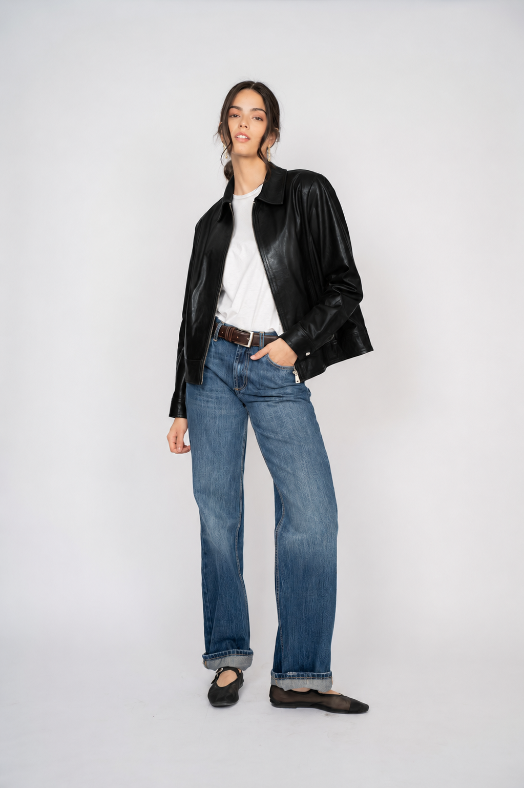 Chaqueta Perla Cuero Negra