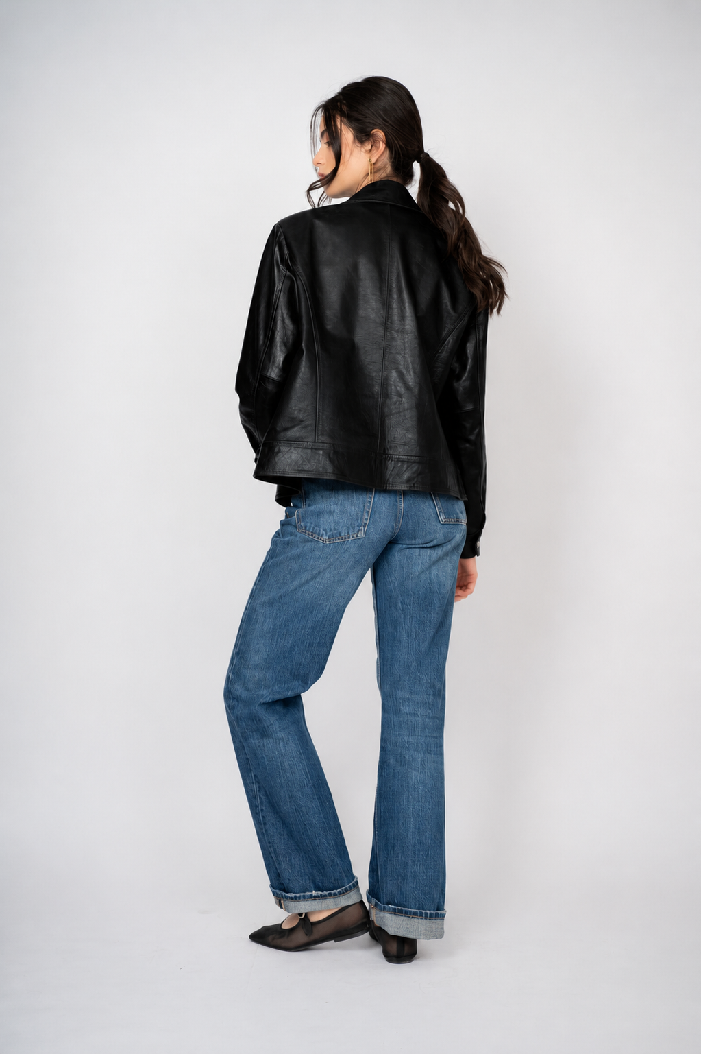 Chaqueta Perla Cuero Negra
