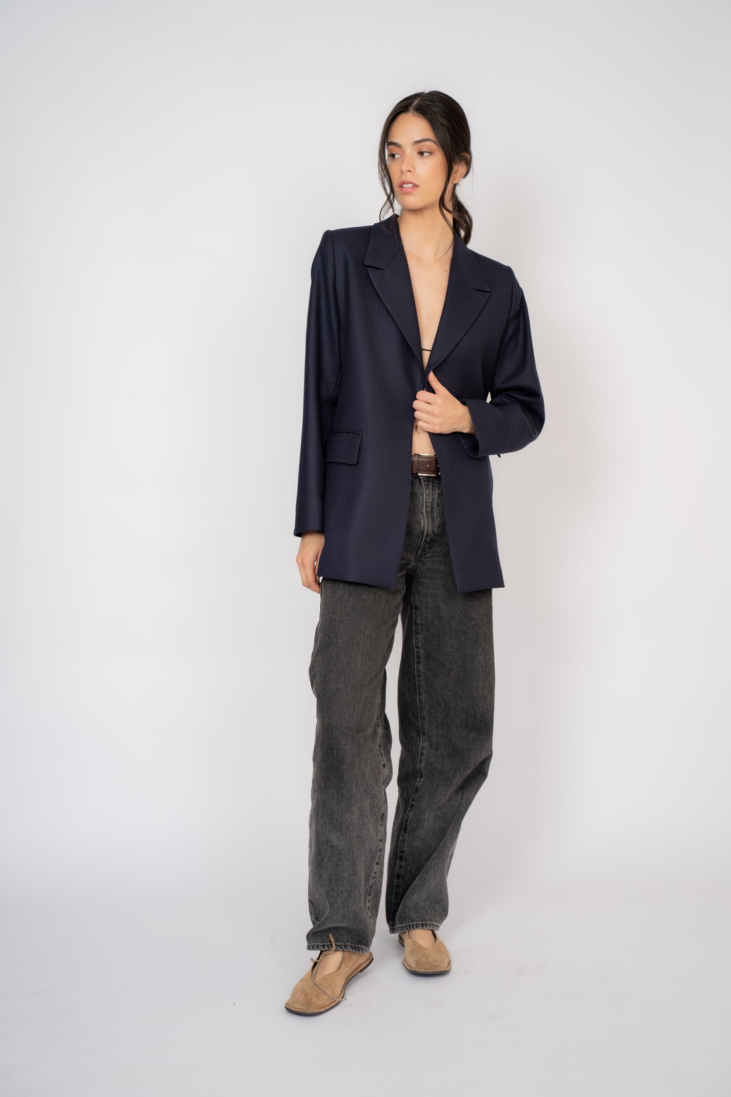 Blazer Aqua Lana Azul Marino