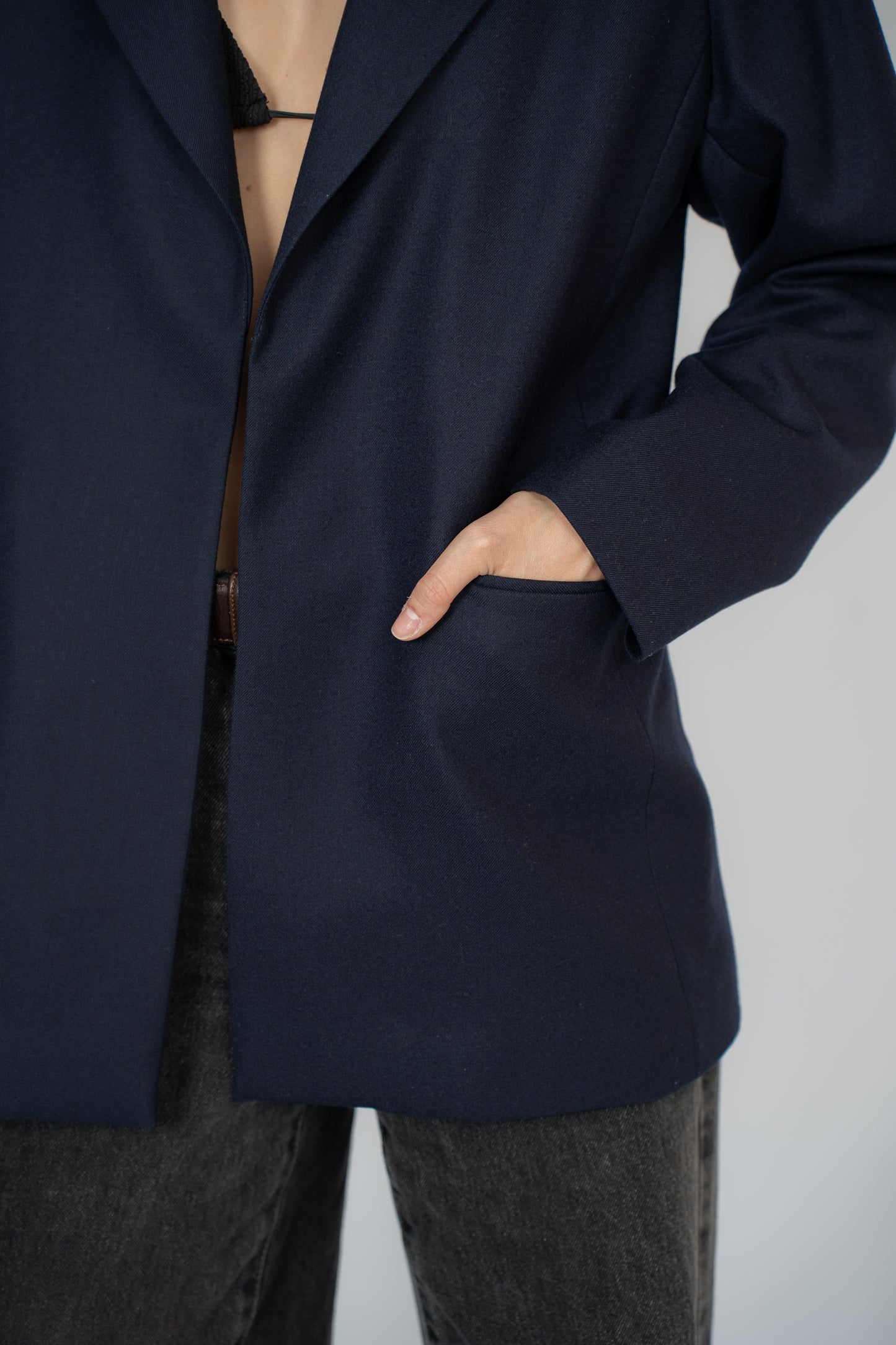 Blazer Aqua Lana Azul Marino