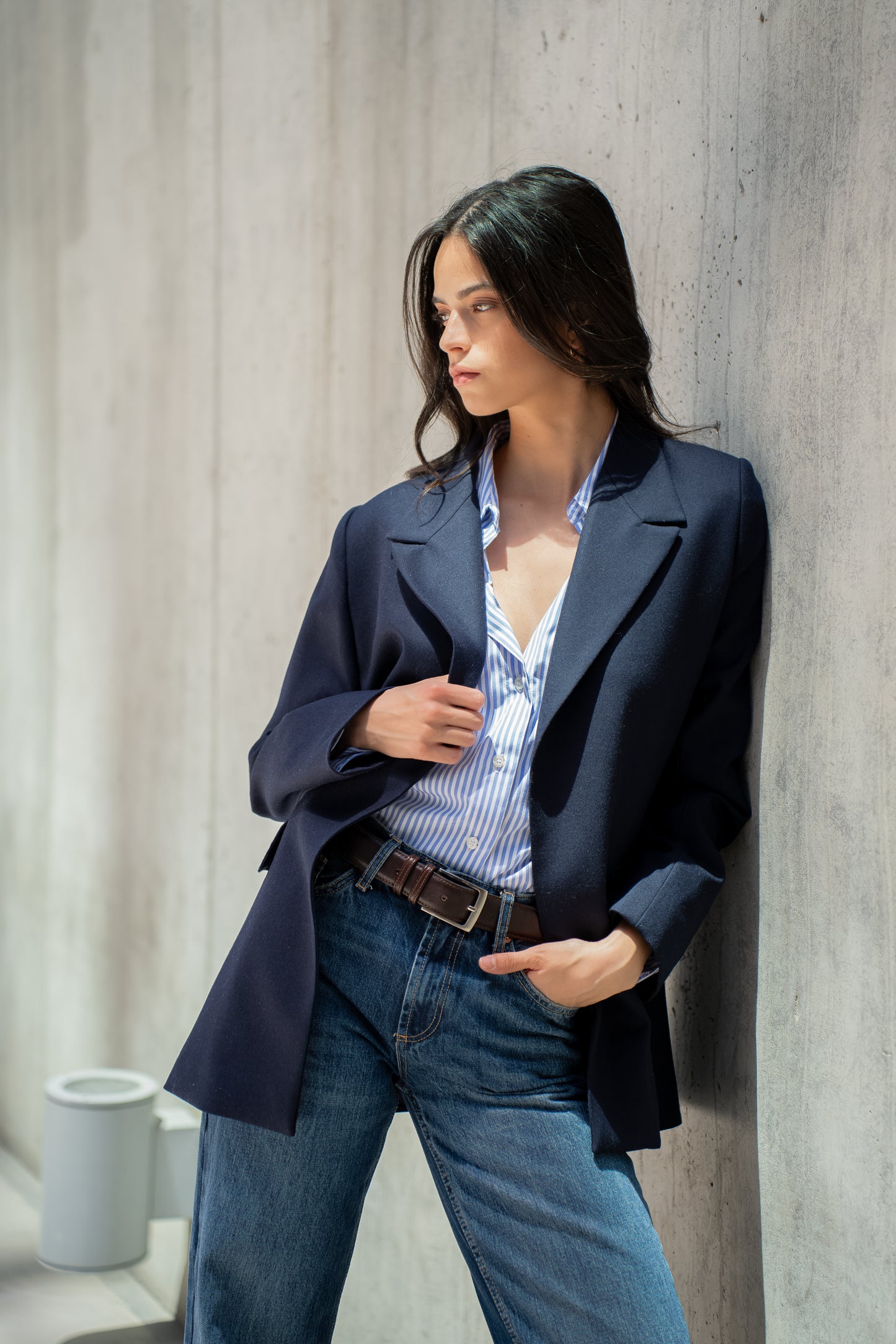 Blazer Aqua Lana Azul Marino