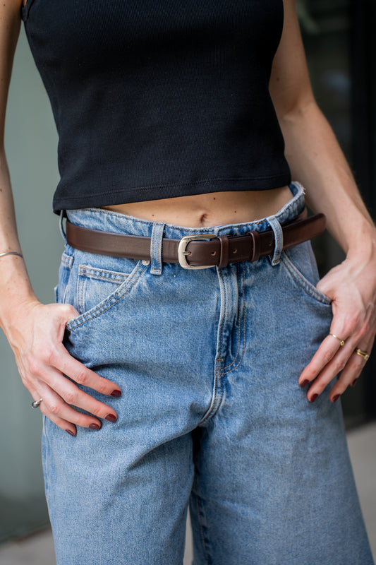 Cinturón café chocolate de cuero